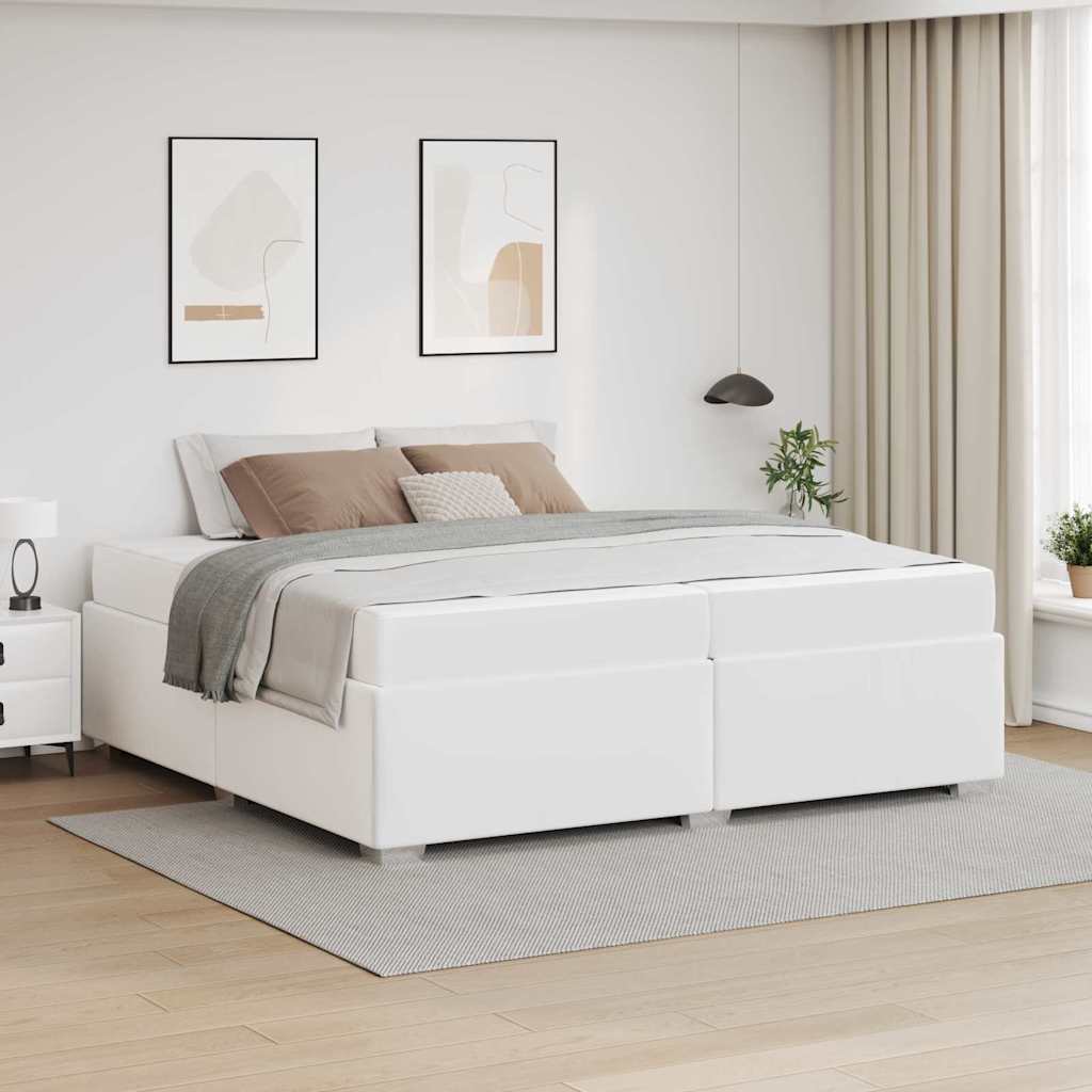 vidaXL Bed Frame with Mattress White 200 x 200 cm Fabric