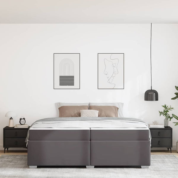 vidaXL Bed Frame with Mattress Grey 200 x 200 cm Fabric