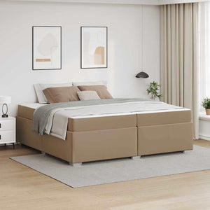 vidaXL Bed Frame with Mattress Cappuccino 200 x 200 cm Fabric