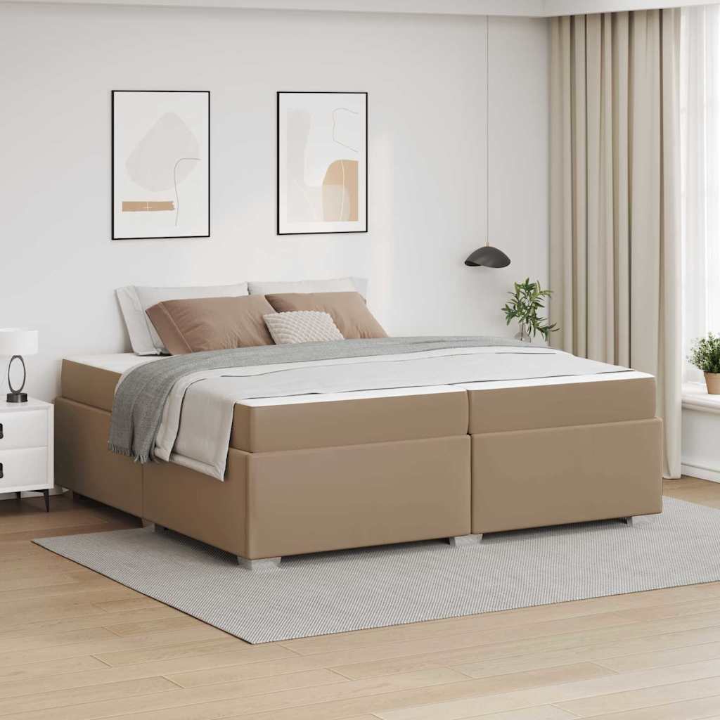 vidaXL Bed Frame with Mattress Cappuccino 200 x 200 cm Fabric
