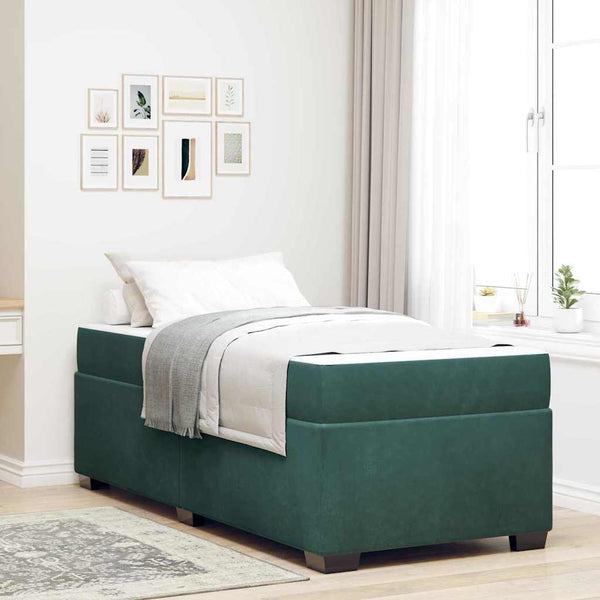 vidaXL Bed Frame with Mattress Dark Green 80 x 200 cm Fabric