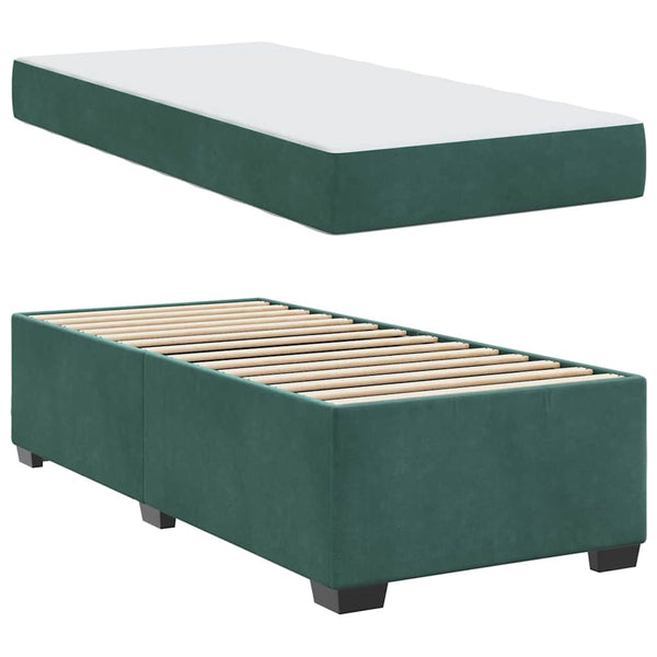 vidaXL Bed Frame with Mattress Dark Green 80 x 200 cm Fabric