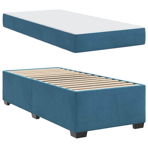 vidaXL Bed Frame with Mattress Dark Blue 90 x 190 cm Fabric