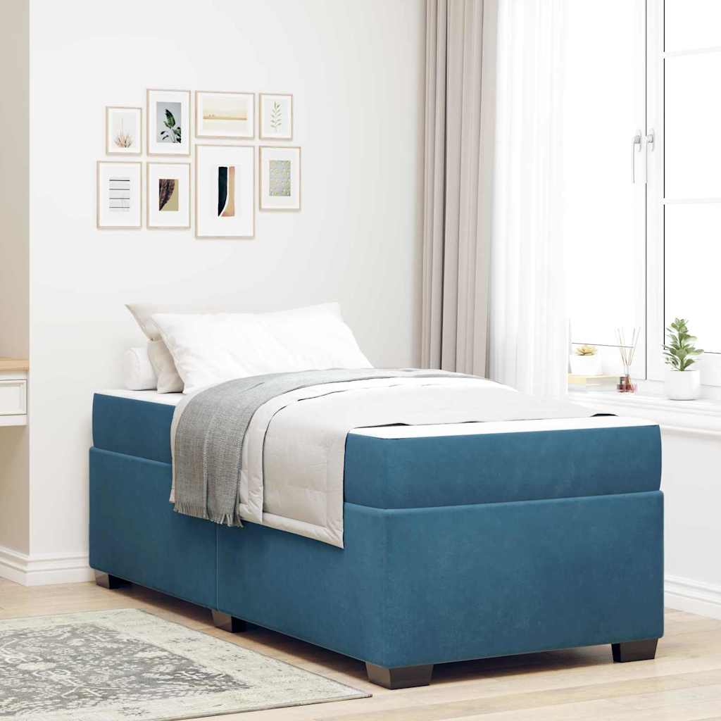 vidaXL Bed Frame with Mattress Dark Blue 90 x 200 cm Fabric