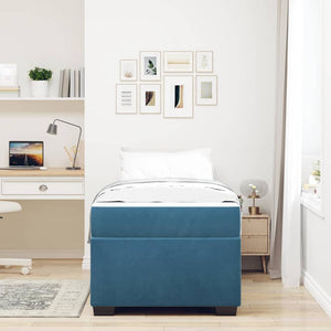 vidaXL Bed Frame with Mattress Dark Blue 90 x 200 cm Fabric