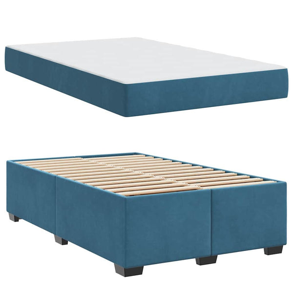 vidaXL Bed Frame with Mattress Dark Blue 120 x 190 cm Fabric