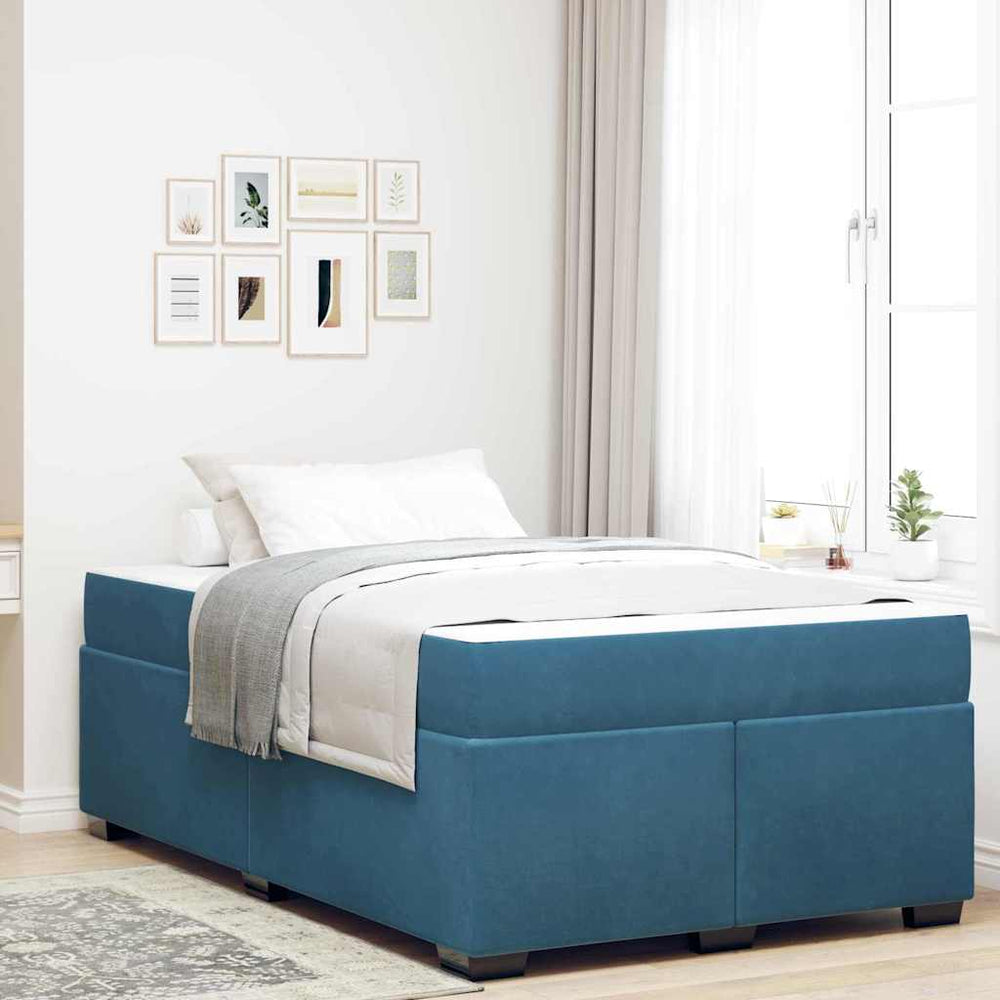 vidaXL Bed Frame with Mattress Dark Blue 120 x 200 cm Fabric
