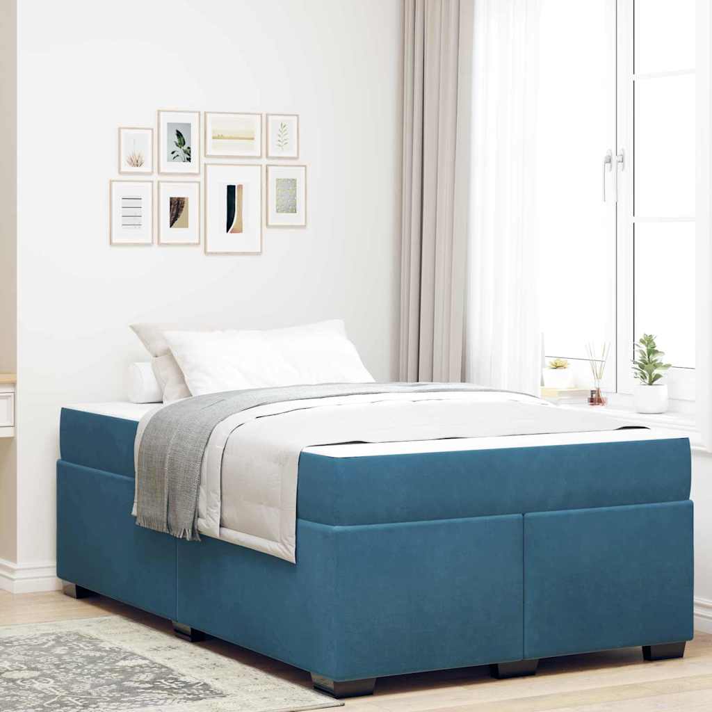 vidaXL Bed Frame with Mattress Dark Blue 120 x 200 cm Fabric