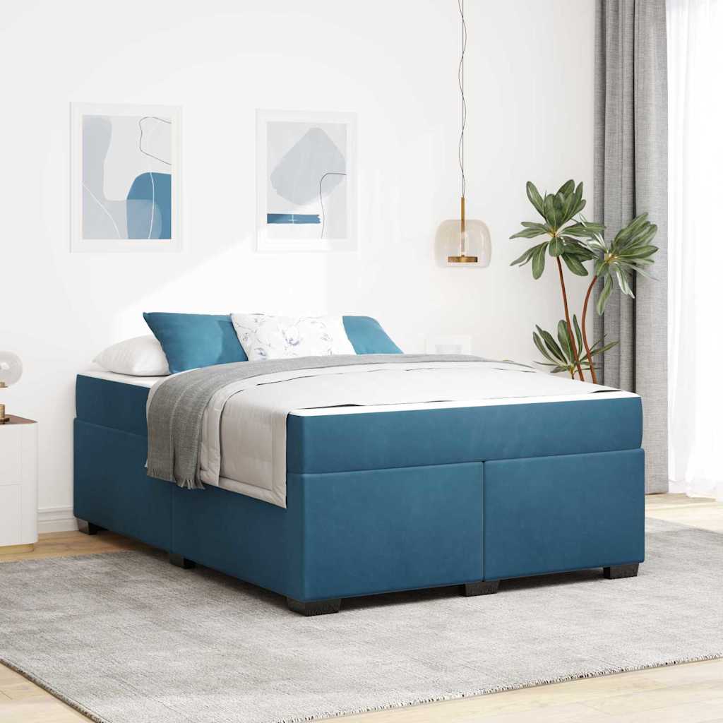 vidaXL Bed Frame with Mattress Dark Blue 160 x 200 cm Fabric
