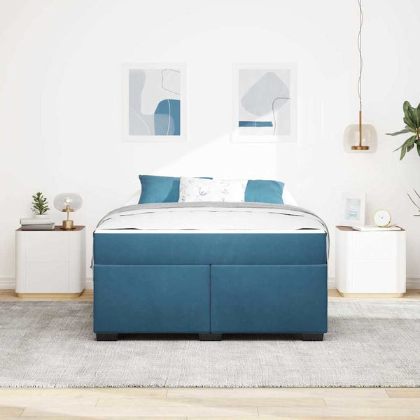 vidaXL Bed Frame with Mattress Dark Blue 160 x 200 cm Fabric