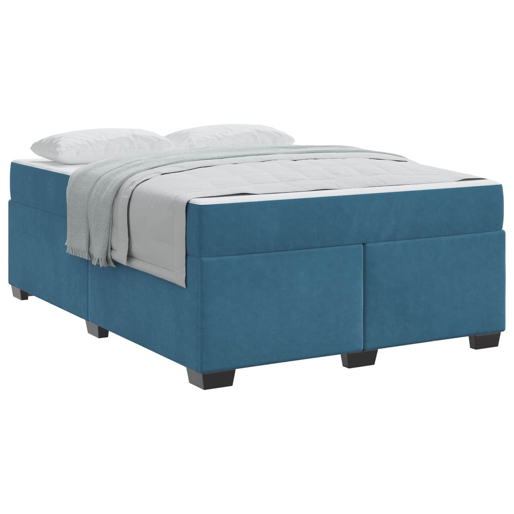 vidaXL Bed Frame with Mattress Dark Blue 160 x 200 cm Fabric