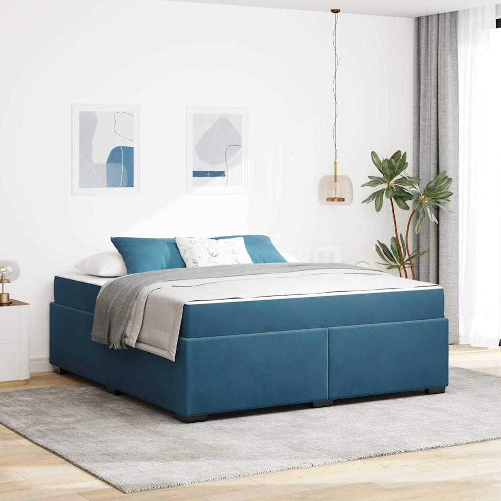 vidaXL Bed Frame with Mattress Dark Blue 180 x 200 cm Fabric