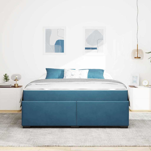 vidaXL Bed Frame with Mattress Dark Blue 180 x 200 cm Fabric