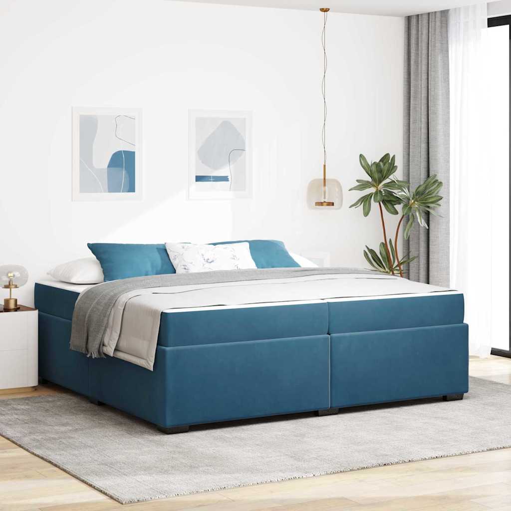 vidaXL Bed Frame with Mattress Dark Blue 200 x 200 cm Fabric