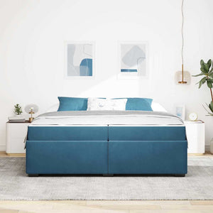 vidaXL Bed Frame with Mattress Dark Blue 200 x 200 cm Fabric