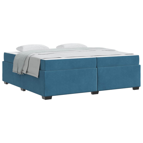 vidaXL Bed Frame with Mattress Dark Blue 200 x 200 cm Fabric