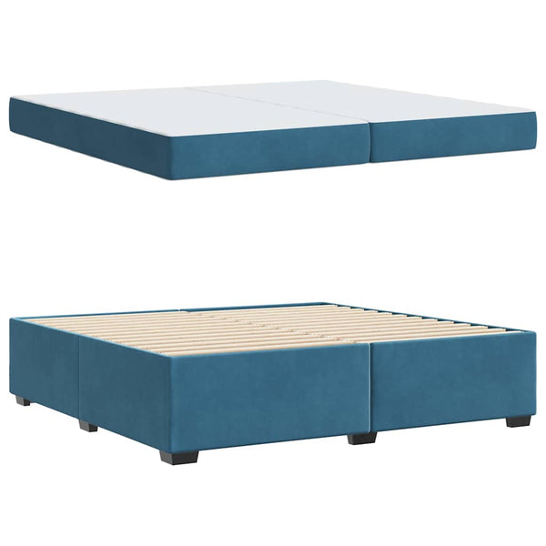 vidaXL Bed Frame with Mattress Dark Blue 200 x 200 cm Fabric