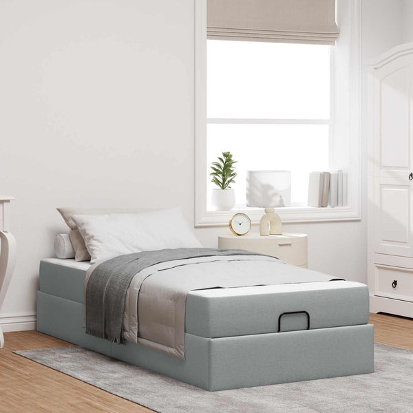 vidaXL Bed Frame with Mattress 2 pcs Light Gray Fabric