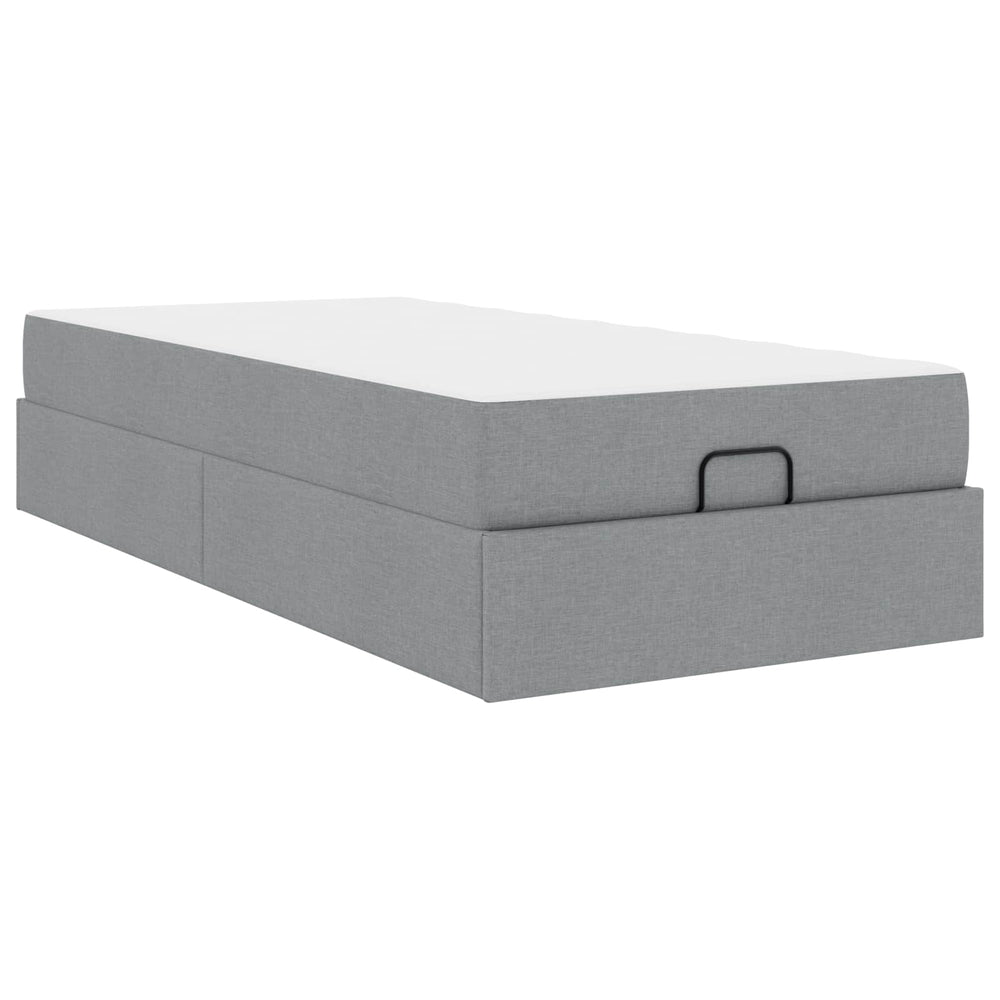 vidaXL Bed Frame with Mattress 2 pcs Light Gray Fabric
