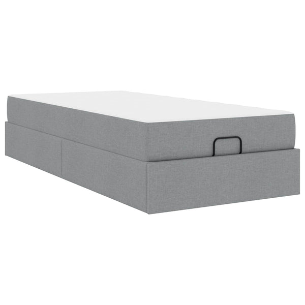 vidaXL Bed Frame with Mattress 2 pcs Light Gray Fabric