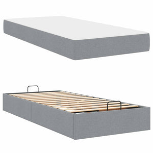 vidaXL Bed Frame with Mattress 2 pcs Light Gray Fabric