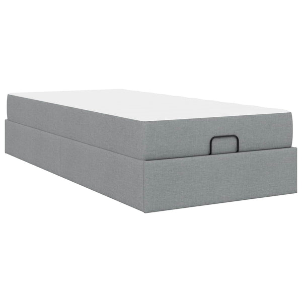 vidaXL Bed Frame with Mattress 2 pcs Light Gray Fabric