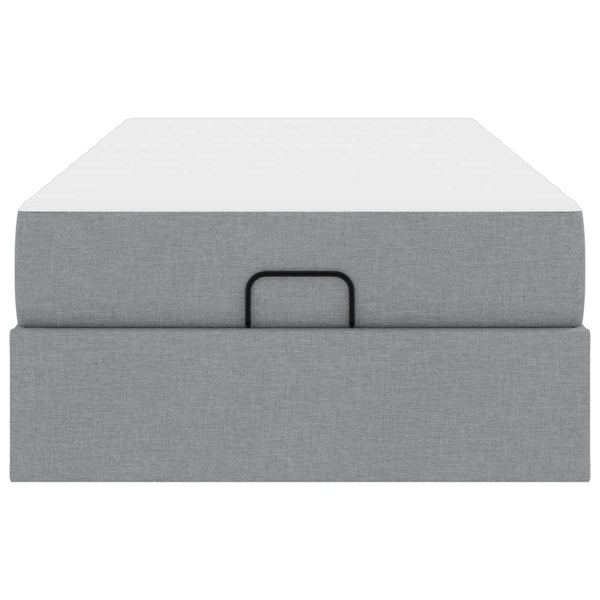vidaXL Bed Frame with Mattress 2 pcs Light Gray Fabric