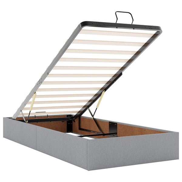 vidaXL Bed Frame with Mattress 2 pcs Light Gray Fabric