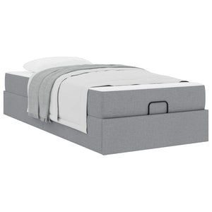 vidaXL Bed Frame with Mattress 2 pcs Light Gray Fabric