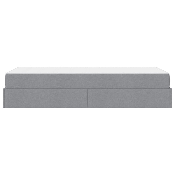 vidaXL Bed Frame with Mattress 2 pcs Light Gray Fabric