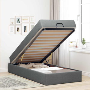 vidaXL Bed Frame with Mattress 2 pcs Dark Grey Fabric