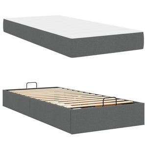 vidaXL Bed Frame with Mattress 2 pcs Dark Grey Fabric