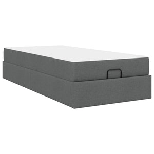 vidaXL Bed Frame with Mattress 2 pcs Dark Grey Fabric