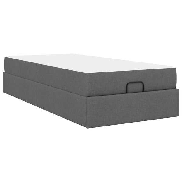 vidaXL Bed Frame with Mattress 2 pcs Dark Grey Fabric
