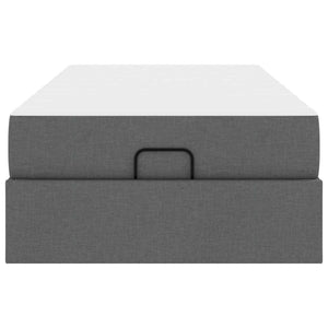 vidaXL Bed Frame with Mattress 2 pcs Dark Grey Fabric