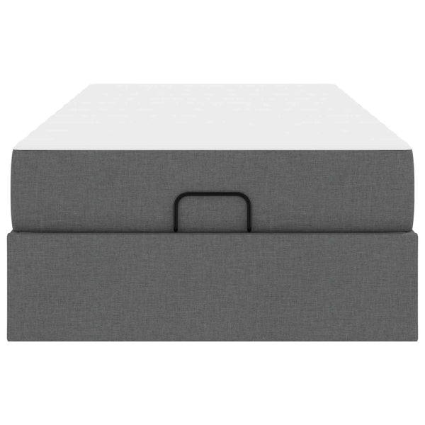 vidaXL Bed Frame with Mattress 2 pcs Dark Grey Fabric