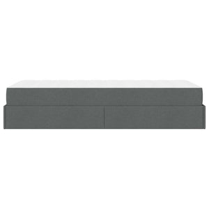 vidaXL Bed Frame with Mattress 2 pcs Dark Grey Fabric