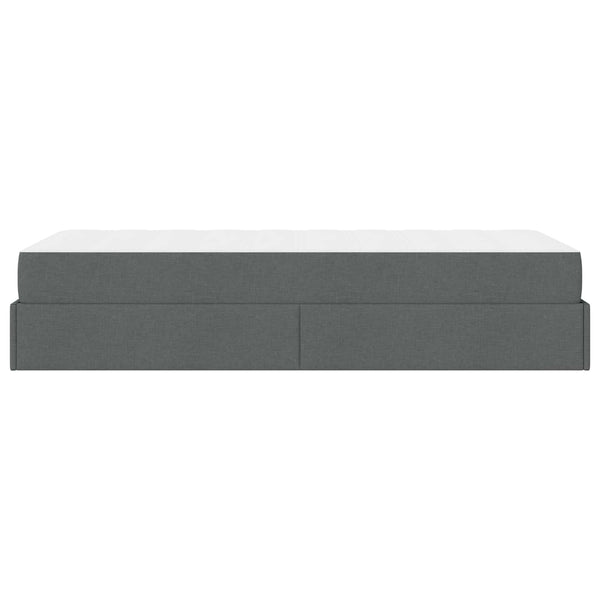 vidaXL Bed Frame with Mattress 2 pcs Dark Grey Fabric
