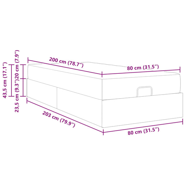vidaXL Bed Frame with Mattress 2 pcs Dark Grey Fabric