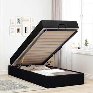 vidaXL Bed Frame with Mattress 2 pcs Black Fabric