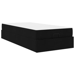 vidaXL Bed Frame with Mattress 2 pcs Black Fabric