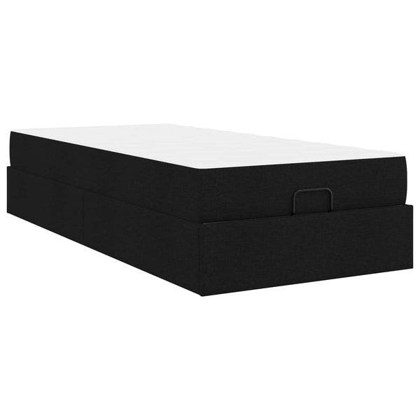 vidaXL Bed Frame with Mattress 2 pcs Black Fabric
