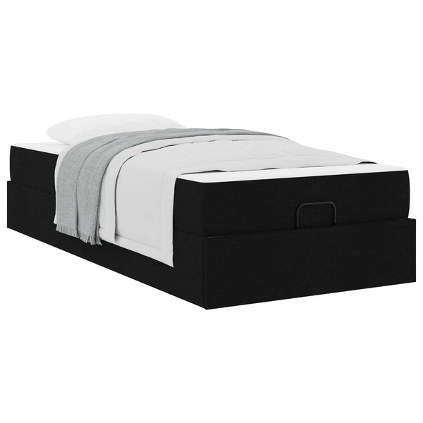 vidaXL Bed Frame with Mattress 2 pcs Black Fabric