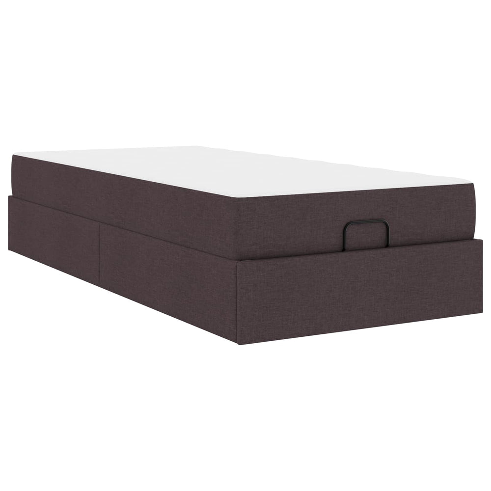 vidaXL Bed Frame with Mattress 2 pcs Light Brown Fabric