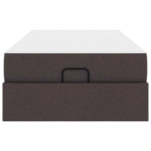 vidaXL Bed Frame with Mattress 2 pcs Light Brown Fabric