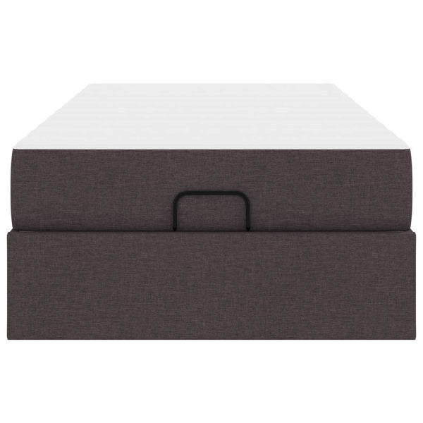 vidaXL Bed Frame with Mattress 2 pcs Light Brown Fabric