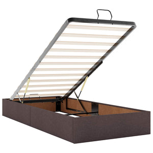 vidaXL Bed Frame with Mattress 2 pcs Light Brown Fabric
