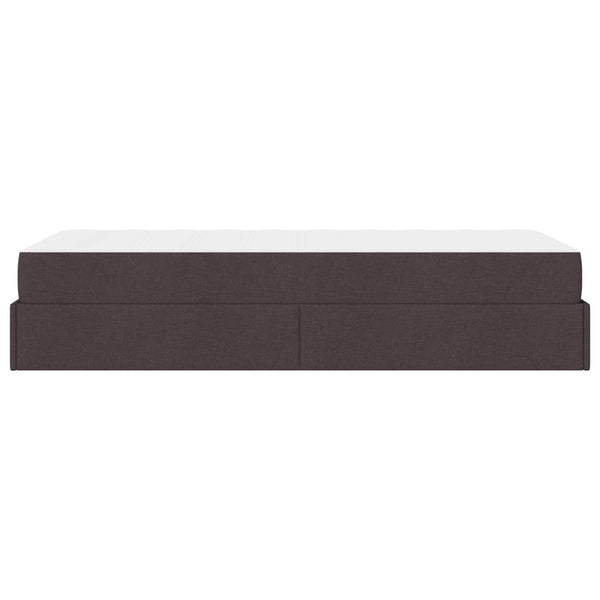 vidaXL Bed Frame with Mattress 2 pcs Light Brown Fabric