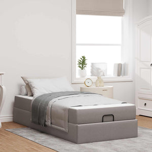 vidaXL Bed Frame with Mattress 2 pcs Taupe Fabric