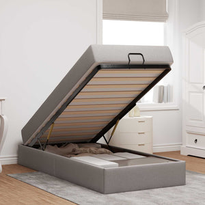 vidaXL Bed Frame with Mattress 2 pcs Taupe Fabric
